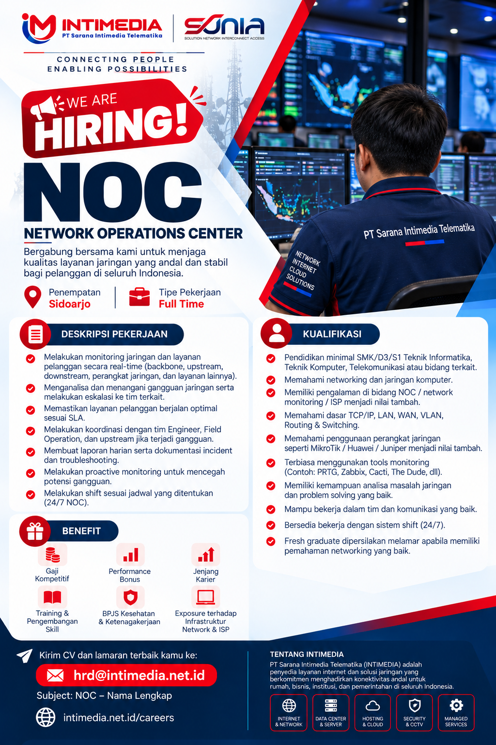 Banner lowongan NOC / Network Operation Center